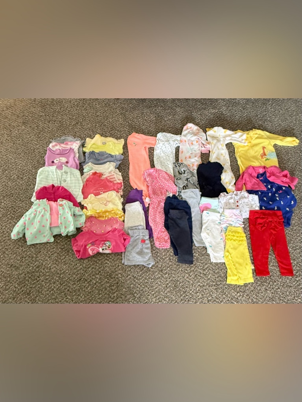 Mixed Baby Girls Clothing Bundle in Pink, Coral, Yellow, Gray, Navy